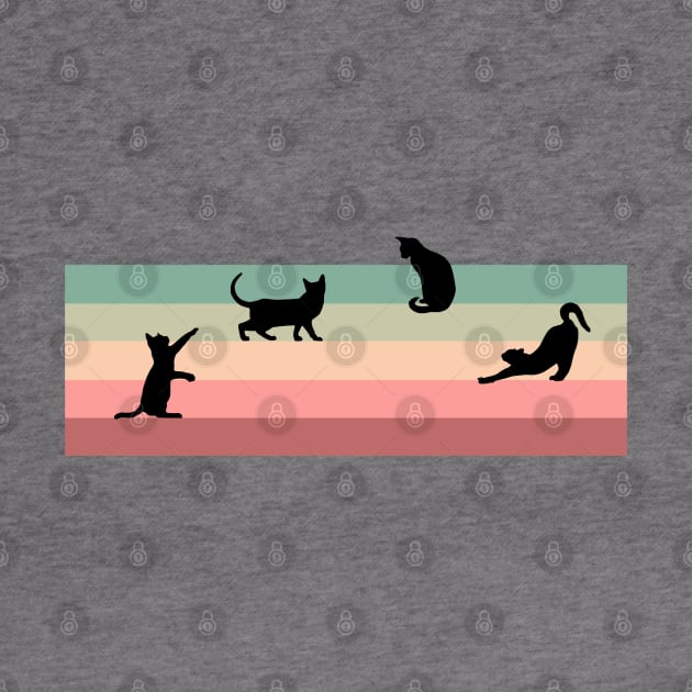 Cat Silhouettes against Retro Color Stripes by Off the Page